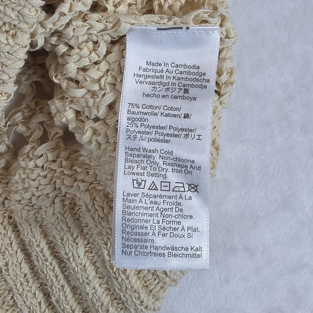 J. CREW Montauk relaxed Cardigan Open Knit Sweater Size 2XL Beige Academia Beach